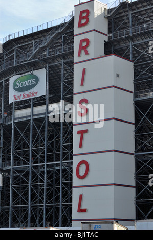 Sign on outside of Bristol Motor Speedway in Bristol, Tennessee, USA Stock Photo