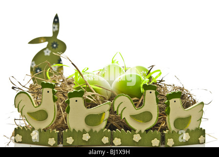 easter eggs in nest Stock Photo
