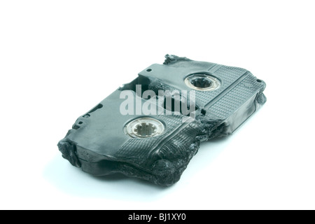 burning video cassette Stock Photo