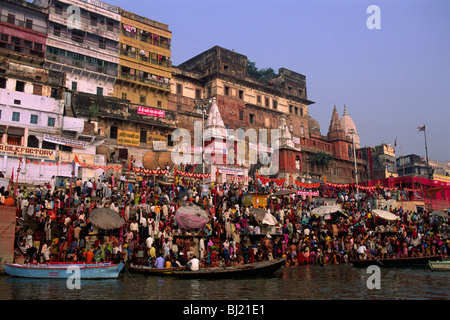 India, Varanasi, Ganges river, Kartik Purnima festival Stock Photo