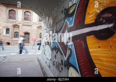 Graffiti In Archway Leading To Pilies Gatve, Vilnius, Lithuania, Baltic States, Eastern Europe Stock Photo