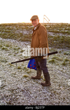 Fly fisherman at Walthamstow reservoirs London England. Stock Photo