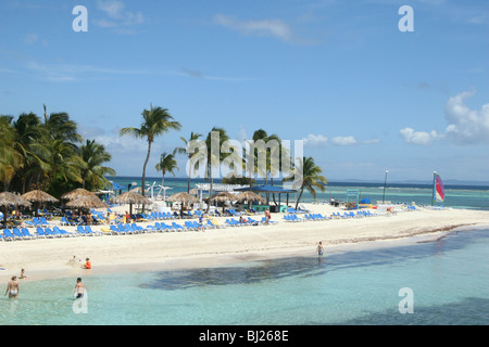 The beach at Palomino Island, Puerto Rico, owned by El Conquistador Resort. View from the ferry. Stock Photo