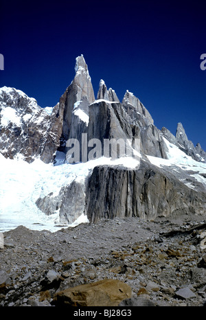 The beautiful mountain Cerro Torre, 3128 m, in Los Glaciares national park, Patagonia, Argentina. December, 1992. Stock Photo