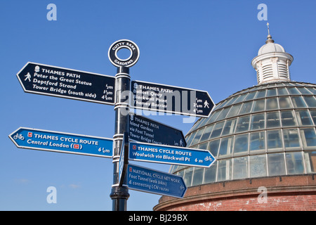 Signpost in Greenwich London Stock Photo