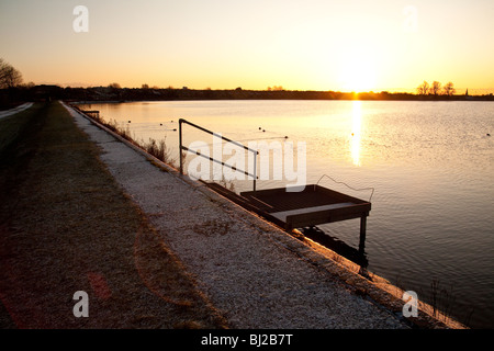 Sunset over Walthamstow reservoirs London England. Stock Photo