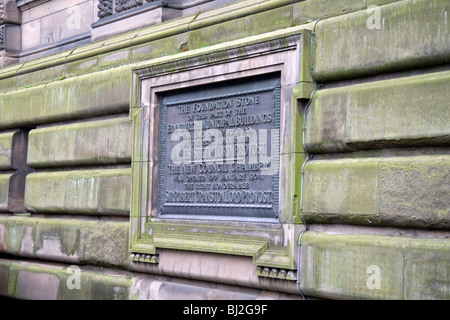 The foundation stone of the Edinburgh Municipal Buildings, now home to Edinburgh Council on Cockburn Street, Edinburgh Stock Photo