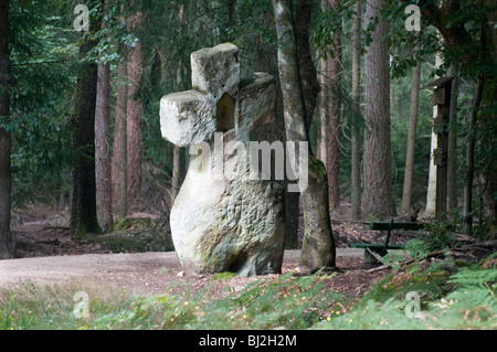 Frabillen Cross, prehistoric stone in forest, Ferschweiler Plateau, Eifel, Rhineland-Palatinate, Germany Stock Photo