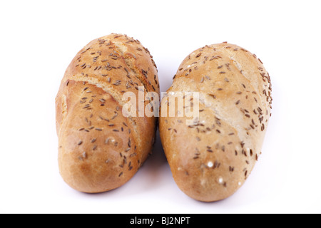 Tasty and crisp baguette isolated on white Stock Photo