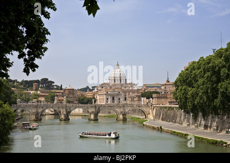 The Vatican as seen from across the Tiber River in Rome Italy Stock Photo