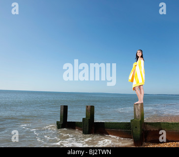 Woman going for a swim Stock Photo