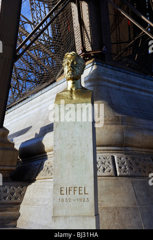 Statue of Eiffel, by the base of the Eiffel Tower, Paris, France Stock Photo