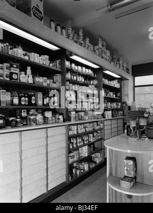 Chemist's shop interior, Armthorpe, near Doncaster, South Yorkshire, 1961. Artist: Michael Walters Stock Photo