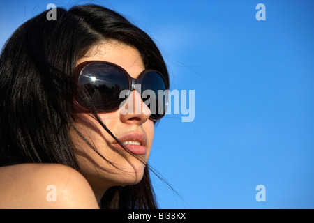 young hispanic latin woman thoughtfully looking out argentina Stock Photo