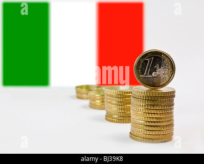 Italian Flag, Italy and the Euro Stock Photo