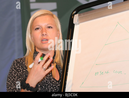 woman using white board flipchart Stock Photo