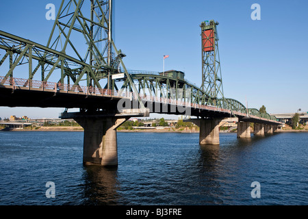View of the Hawthorne Bridge, Portland, Orgeon, USA Stock Photo