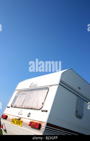detail of classic Piper caravan against a summer blue sky Stock Photo