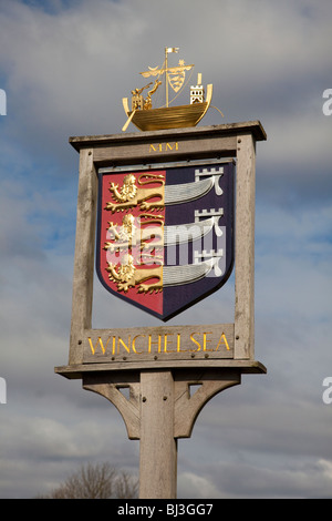 Village Sign, Winchelsea, East Sussex, UK Stock Photo