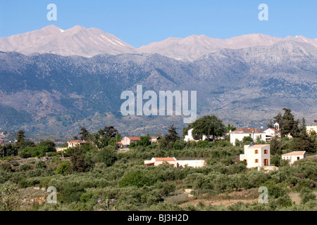 View of the White Mountains, Lefka Ori, near Vamos, Crete, Greece, Europe Stock Photo