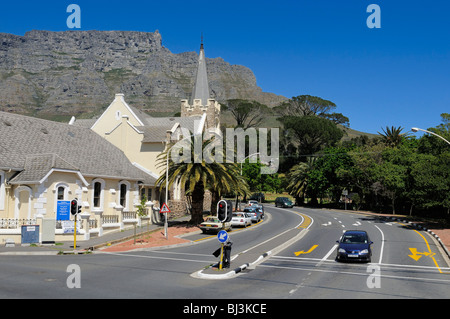 Gardens Presbyterian Church in front of the Table Mountain, Cape Town, Western Cape, South Africa, Africa Stock Photo