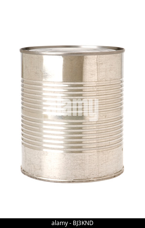 tin cans on white background Stock Photo