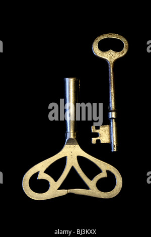 Still life of Skeleton key and Clock Key Stock Photo