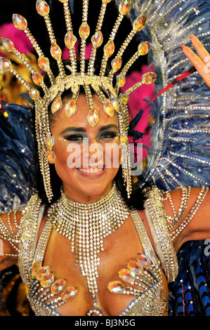 Uniao da Ilha samba school, dancer, Carnaval 2010, Sambodromo, Rio de Janeiro, Brazil, South America Stock Photo