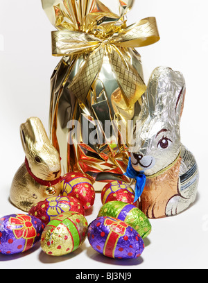 A selection of wrapped Easter chocolate treats. Stock Photo