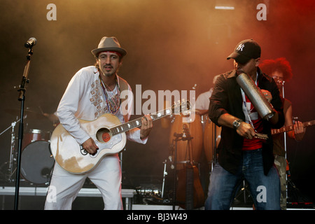 Bruno Garcia, Spanish-French singer and frontman of the band Sergent Garcia live at Heitere Open Air in Zofingen, Aargau, Switz Stock Photo