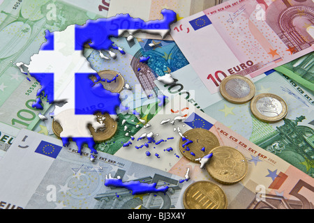 Euro and Greece, euro stability pact, Greece as a euro 'deficit sinner' Stock Photo