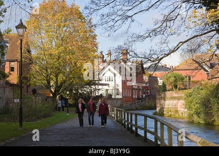 'The Weirs' on River Itchen, Winchester, Hampshire, England, United Kingdom, Europe Stock Photo