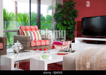 living room in new modern townhouse Stock Photo