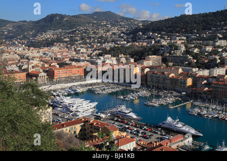 Port, seen from the castle hill, Nice, Alpes Maritimes, Région Provence-Alpes-Côte d'Azur, Southern France, France, Europe Stock Photo