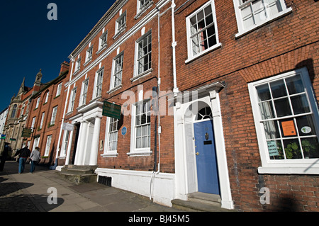 terraced houses in the center of the picturesque town of Ludlow Shropshire Stock Photo