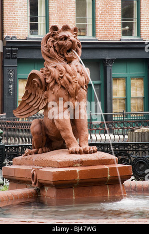 Fountain at Cotton Exchange Factors Walk area Historic District Savannah Georgia Stock Photo