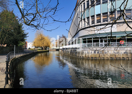 Debenhams store and the River Wey navigation,Guildford Surrey England UK Stock Photo