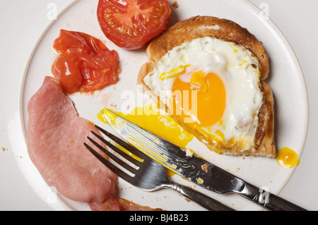 Half-eaten English breakfast Stock Photo