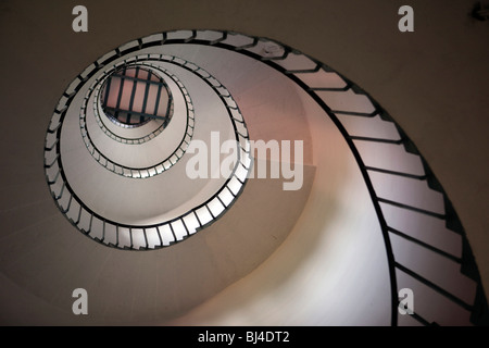 India, Kerala, Kollam, Lighthouse, interior view looking up staircase Stock Photo