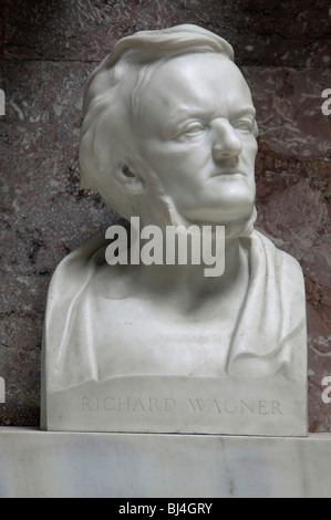 Bust of Richard Wagner, Walhalla temple, Donaustauf, Bavaria, Germany, Europe Stock Photo