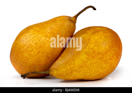 Two pears isolated silhouettes on white background artistic still-life Stock Photo