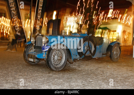 Alvis Speed 20 Special, built in 1934, Winter Raid 2010 classic car rally, Switzerland, arriving in front of the casino in the  Stock Photo