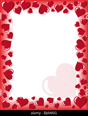 Valentines day background frame with heart shaped ornament. Vector illustration with white copyspace. Stock Photo
