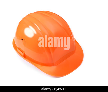 Orange hard hat isolated silhouette with clipping path on white background. Stock Photo