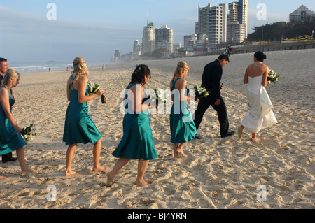 Bridal Party, Surfers Paradise, Gold Coast, Australia. Stock Photo