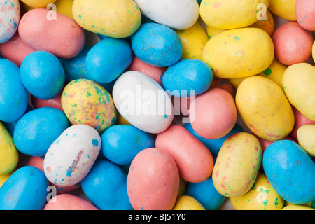 speckled eggs multi colored backdrop or background Stock Photo