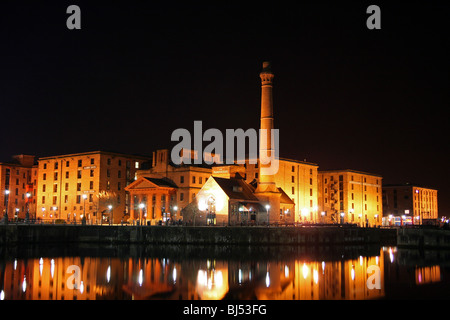 The Docks At Night, Liverpool, Merseyside, UK Stock Photo