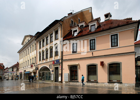 Kranj,old town houses,Preseren Street,Slovenia Stock Photo