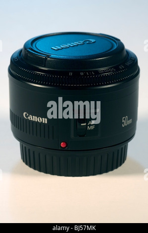 Close Up of a Canon EF 50mm f/1.8 II Autofocus Lens. Stock Photo