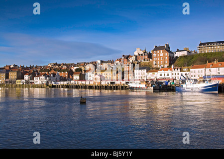 Fishing Boats in Whitby Harbour Stock Photo